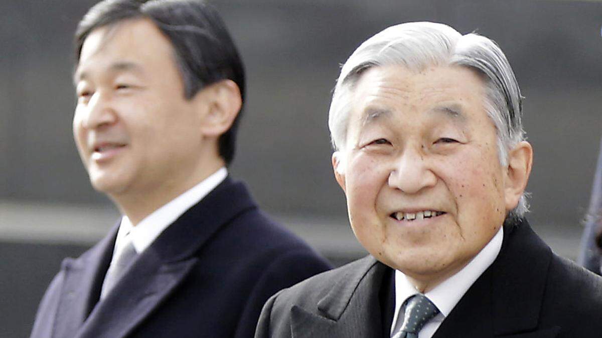 Kaiser Akihito und sein Sohn Kronprinz Naruhito