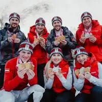 Österreichs Medaillengewinner: Thomas Grochar, Veronika Aigner, Nico Haberl, Stefan Winter, Johannes Aigner, Elina Stary und Lilly Sammer
