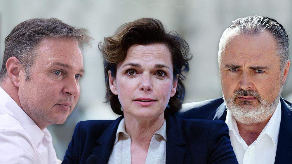 Neben Parteichefin Rendi-Wagner (Mitte) haben Traiskirchens Bürgermeister Babler (links) und Burgenlands Landeshauptmann Doskozil (rechts) wohl die besten Chancen