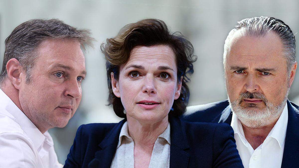 Neben Parteichefin Rendi-Wagner (Mitte) haben Traiskirchens Bürgermeister Babler (links) und Burgenlands Landeshauptmann Doskozil (rechts) wohl die besten Chancen