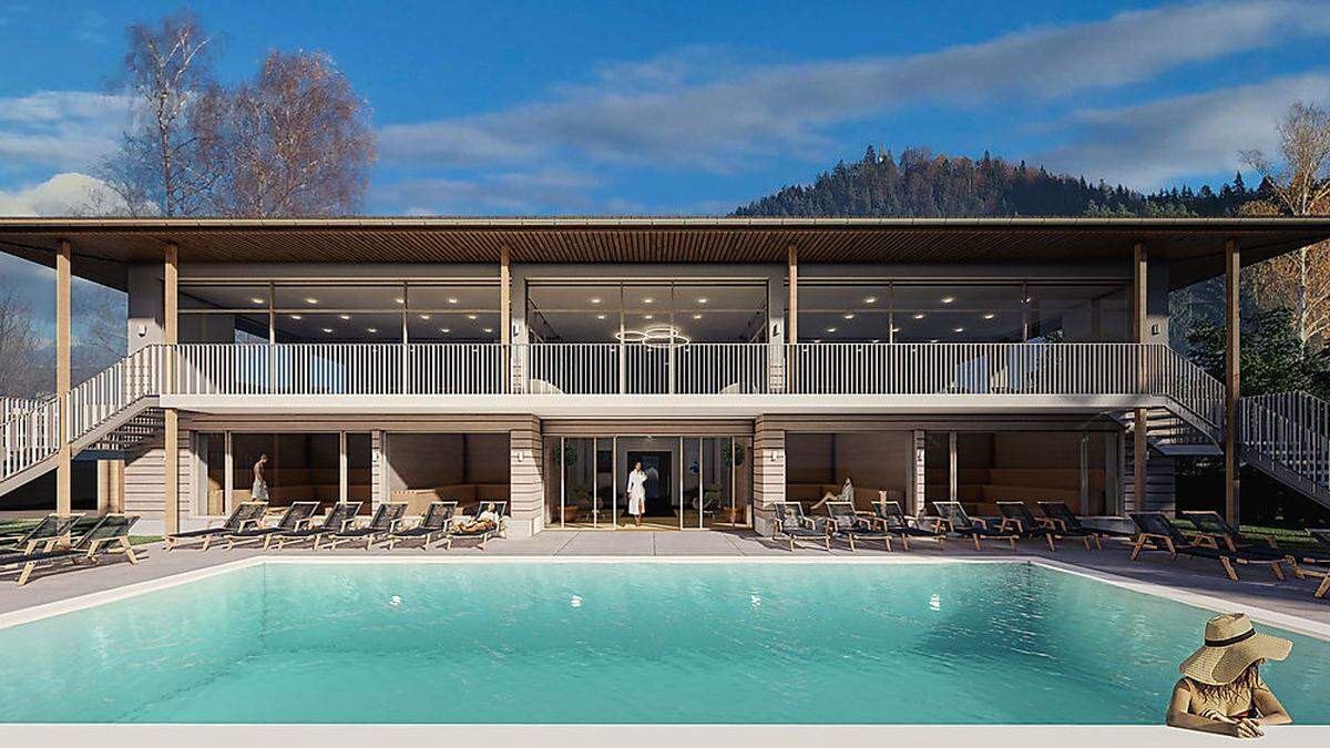 So wird das neue Badehaus beim Strandbad Krainz am Ostufer des Klopeiner Sees aussehen