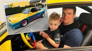 Michael Bauer mit Sohn Luis im Manta 