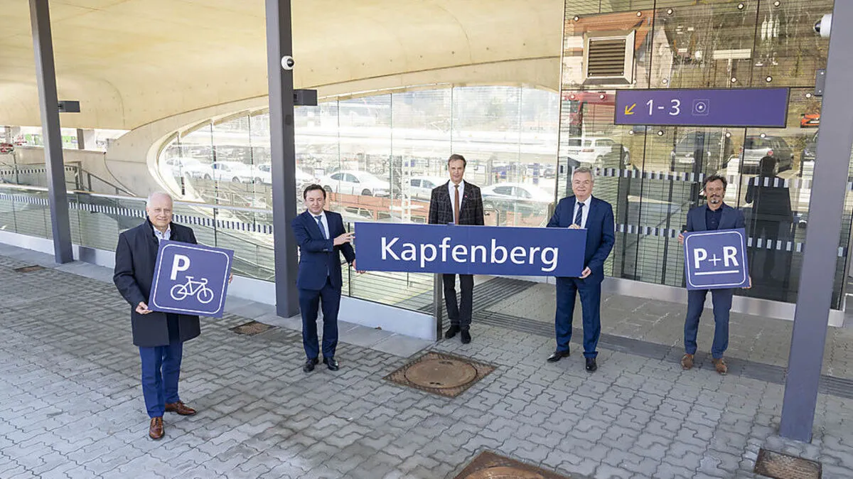 LR Johann Seitinger, ÖBB GB-Leiter Hubert Hager, Bürgermeister Fritz Kratzer, LH-Stv. Anton Lang, Projektleiter Koralmbahn Klaus Schneider 