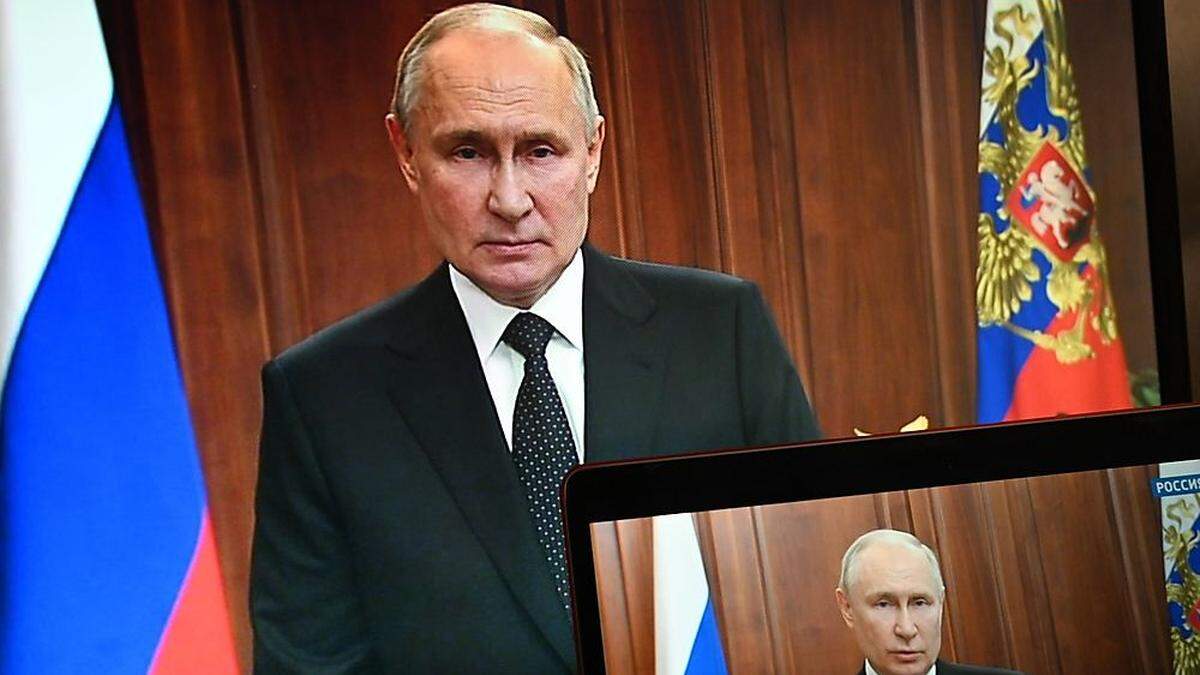 Wladimir Putin bei seiner Fernsehansprache
