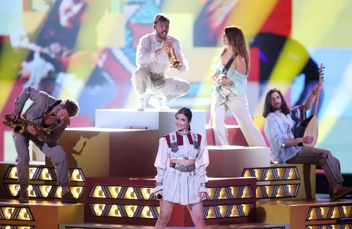 Entertainment Bilder des Tages Dress Rehearsal of the second semi-final of the 68th edition of the Eurovision Song Contest Ladaniva represents Armenia performs during the dress rehearsal of the second semi-final of the 68th edition of the Eurovision Song Contest ESC at Malmo Arena, in Malmo, Sweden, May 08, 2024. SanjinxStrukic/PIXSELL