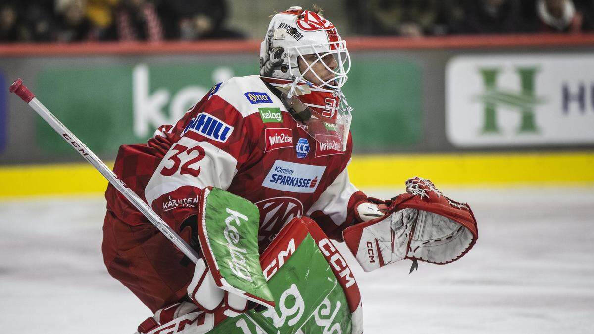 KAC-Torhüter Sebastian Dahm war gegen Vorarlberg der beste Mann der Rotjacken 