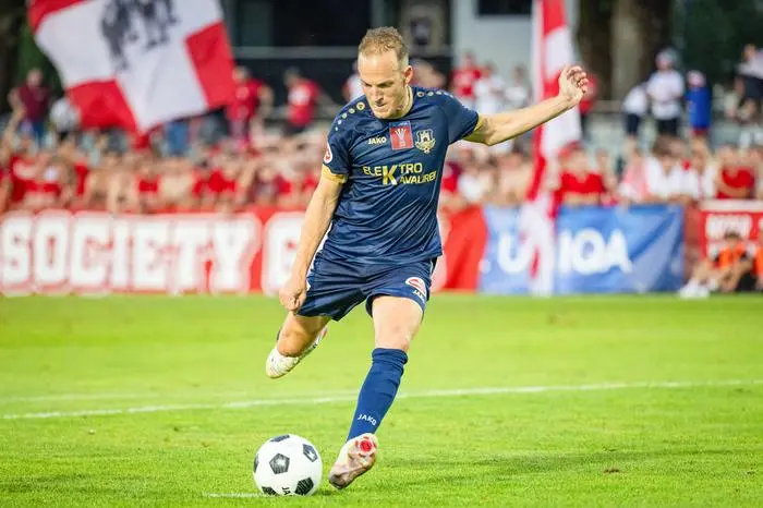 VILLACH,AUSTRIA,26.JUL.24 - SOCCER - UNIQA OEFB Cup, ATUS Velden vs Grazer AK 1902. Image shows Mario Kroepfl (Velden).  Photo: GEPA pictures/ Matthias Trinkl