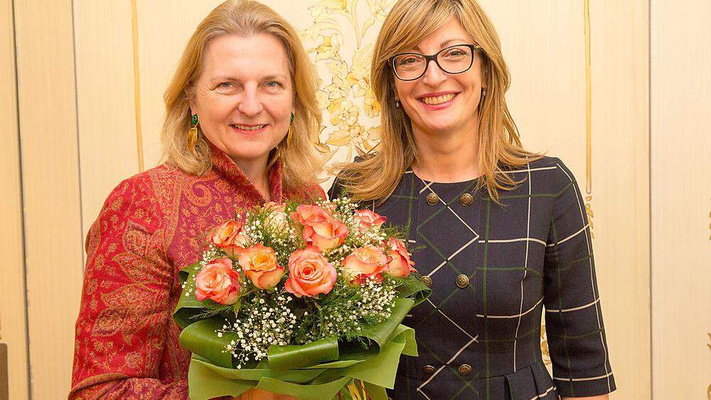 Außenministerin Kneissl in Sofia, mit Amtskollegin Sachariewa