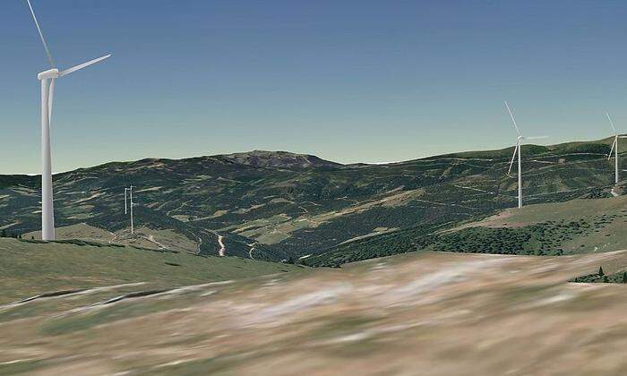 Ausschnitt aus einer Visualisierung des geplanten Windparks Stubalm