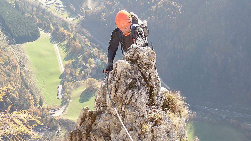 Klettersteige sind wieder offen, allerdings teilweise mit Vorsicht zu begehen, wie hier der kaiser-Franz-Josef-Klettersteig in Eisenerz 