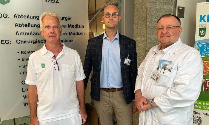 Roland Fegerl (Vorstand Abteilung für Chirurgie), Betriebsdirektor Manfred Kocever und Gerhard Zischka (ärztlicher Direktor)