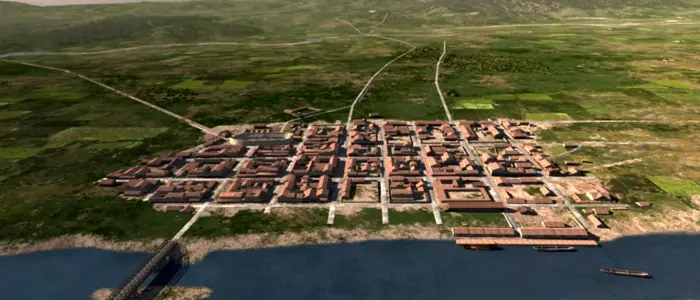So könnte Flavia Solva an der Mur ausgesehen haben, hier auf einem Rendering von Juan Torrejón-Valdelomar