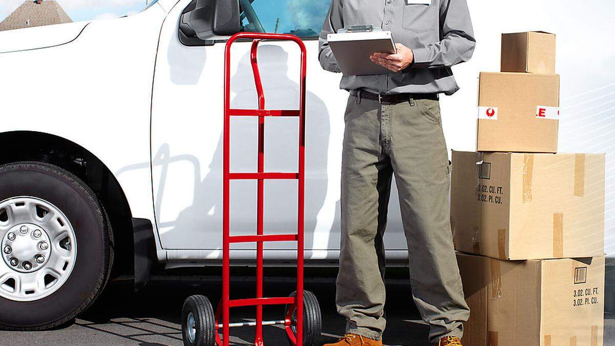 Postman with parcel box.