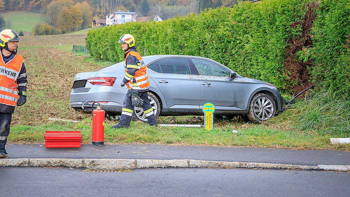 Pkw prallte gegen Hecke neben der L212