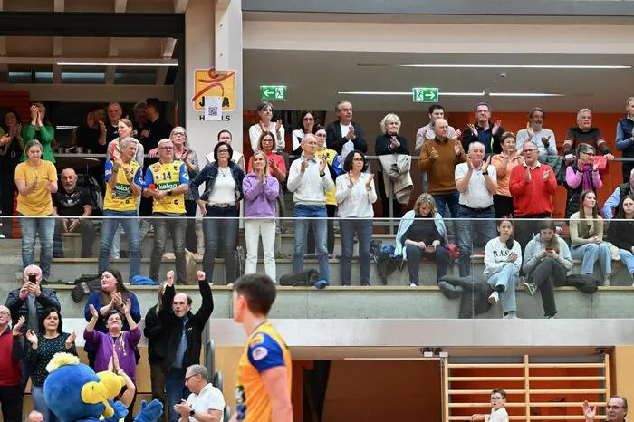 SK Aich Dob Fans, SK Zadruga Aich/Dob vs. Hypo Tirol 7.3.2024, SK Zadruga Aich/Dob vs. Hypo Tirol am 07.03.2024 in Bleiburg (Jufa Arena Bleiburg), Austria, (Photo by Bernd Stefan)