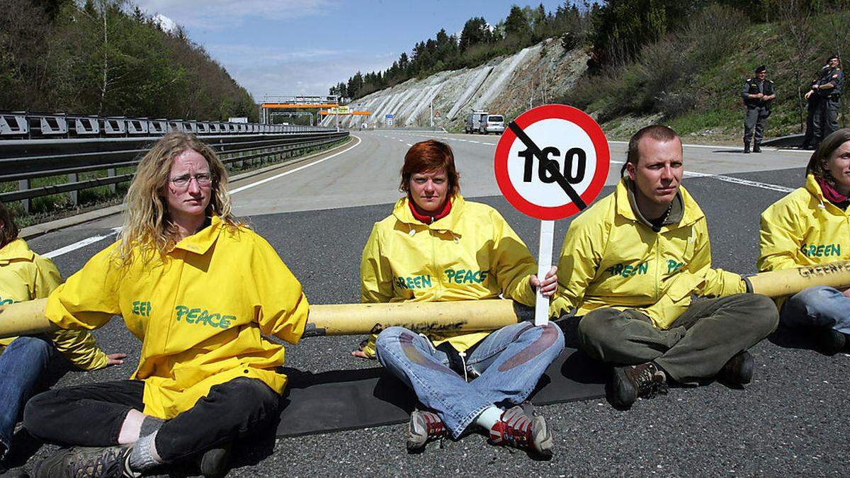 Zu Beginn der Aktion wurde die Autobahn blockiert