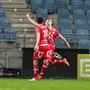 GRAZ,AUSTRIA,24.FEB.24 - SOCCER - ADMIRAL 2. Liga, Grazer AK 1902 vs FC Dornbirn. Image shows the rejoicing of  Milos Jovicic and  Benjamin Rosenberger (GAK). Keywords: goal.
Photo: GEPA pictures/ Avni Retkoceri
