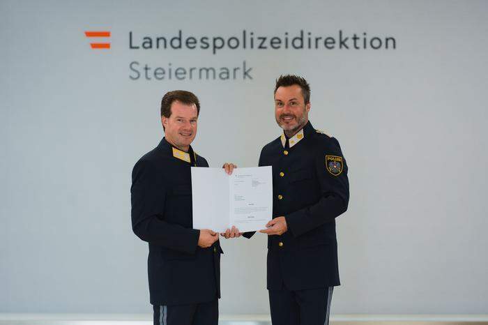 Landespolizeidirektor Gerald Ortner und Kontrollinspektor Johannes Liendl-Kröll (v.l.)
