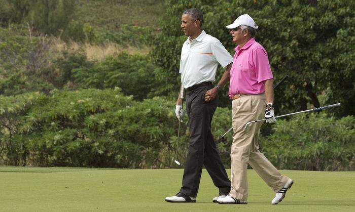 Barack Obama am Golfplatz mit Najib Razak