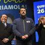 Silvio Berlusconi, Matteo Salvini , Giorgia Meloni und Giovanni Toti beim Wahlkampffinale in Ravenna