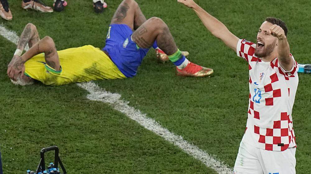 Den Sieg über Brasilien feierten die Kroaten nicht nur am Feld
