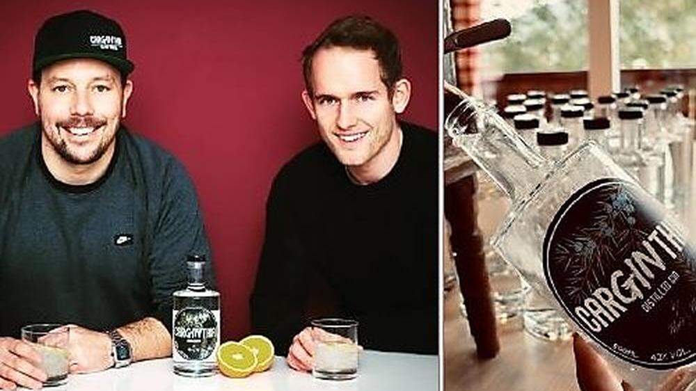 Mario Stranig (links) und Maximilian Prasser mit ihrem Kärntner Gin 