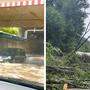 In Klagenfurt (links) kam es zu Überschwemmungen, auch Bäume stürzten um und Häuser wurden beschädigt – wie etwa in Ferlach (rechts) 