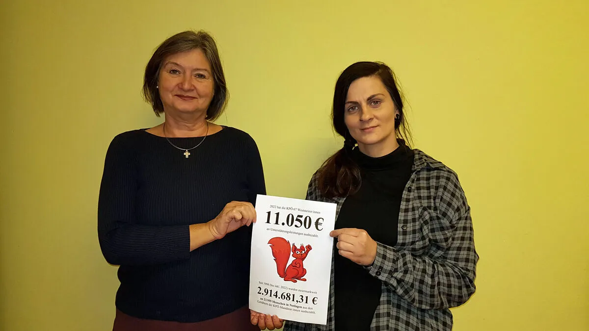 Sozialarbeiterin Karin Gruber und KPÖ-Bezirkssprecherin Sabine Wagner luden zum "Tag der offenen Konten"