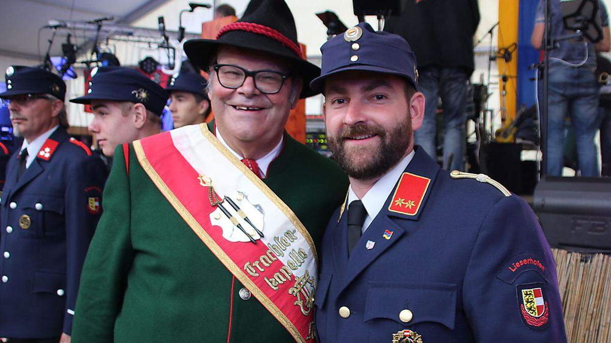 Kapellmeister Franz Pusavec und Feuerwehrkommandant Rene Moser