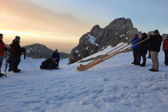 Horst Martin Krammer, Reinhard Freidl und Stefan Klinglhuber am Alphorn.