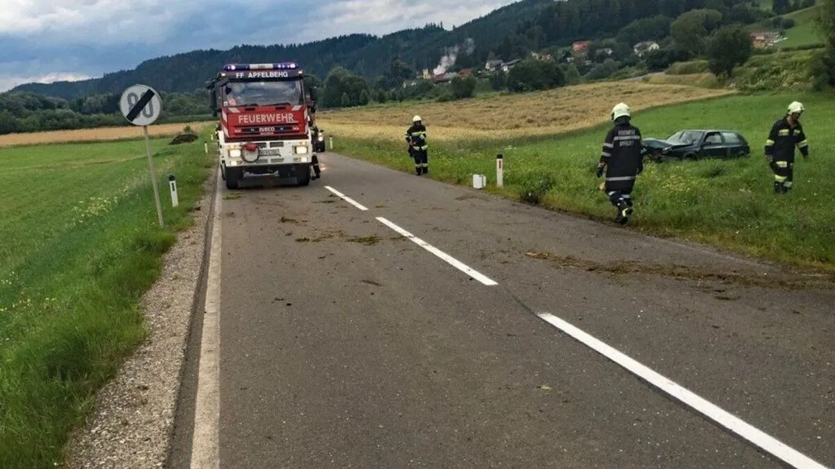 Der Wagen blieb in einer Wiese stehen