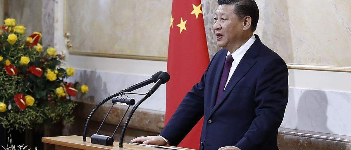 Chinas Präsident Xi Jinping bei seiner Rede im schweizer Bundesrat
