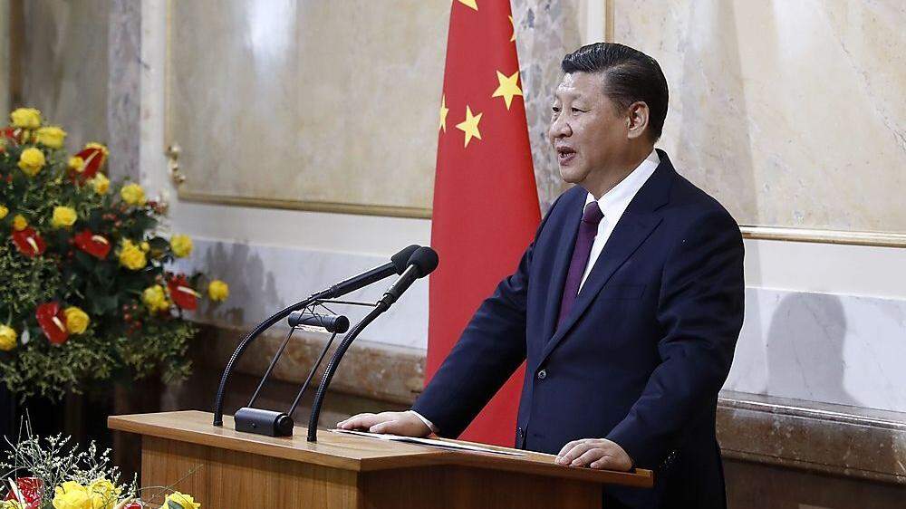 Chinas Präsident Xi Jinping bei seiner Rede im schweizer Bundesrat