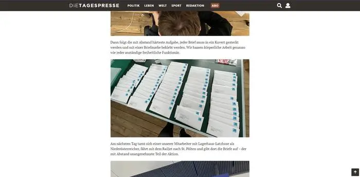 "Die Tagespresse" verschickte Briefe an niederösterreichische Wirte