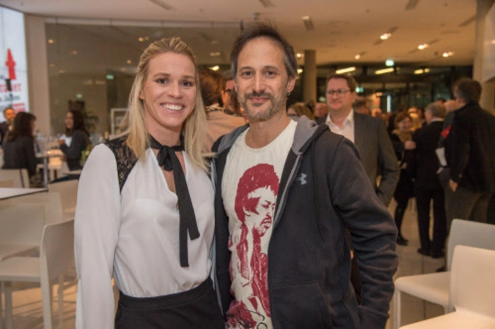 Unterhielten sich bestens: Schwimmerin Jördis Steinegger und Schauspieler Michael Ostrowski - beide waren nominiert (Sport/Kultur).