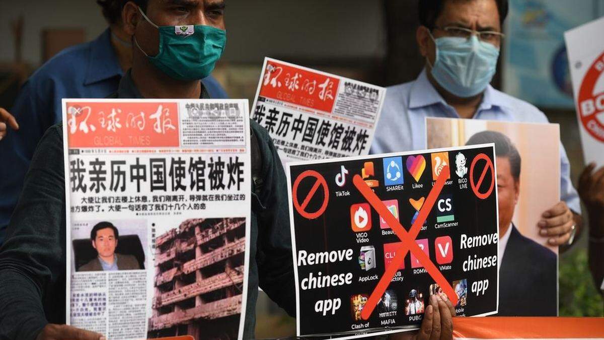 Wild umstrittene Apps als Spielball der Politik: In Indien wurde gegen chinesische Smartphone-Apps wie TikTok protestiert.
