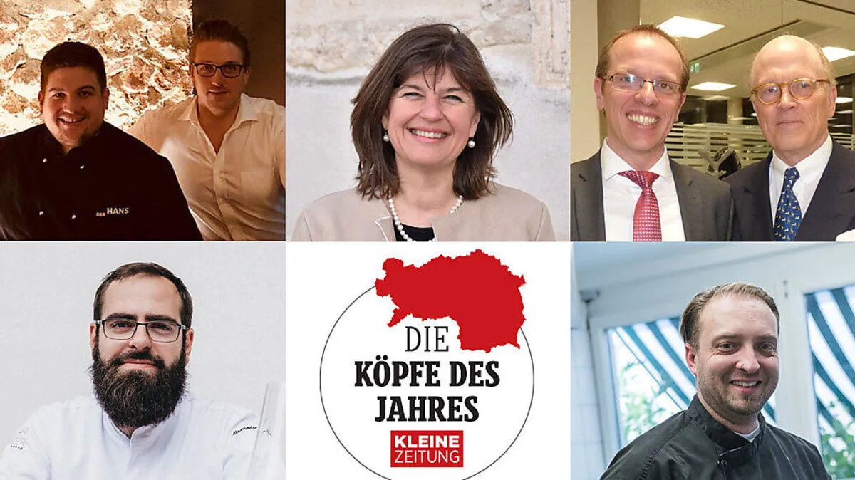 Die Kandidaten in der Kategorie "Gastgeber" (von links im Uhrzeigersinn): Bernd und Stefan Nauschnegg, Andrea Kager-Schwar, Markus Poppe und Cornelius Grupp, Alexander Posch und Heinz Preschan