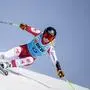 Austria's Cornelia Huetter competes during the Women's Super G event at the FIS Alpine Ski World Cup in Crans-Montana on February 18, 2024. (Photo by Fabrice COFFRINI / AFP)