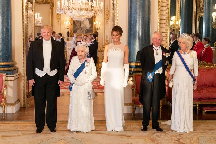 Donald J. Trump mit seiner Frau Melania nach dem Staatsbankett 2019 im Buckingham Palast in London