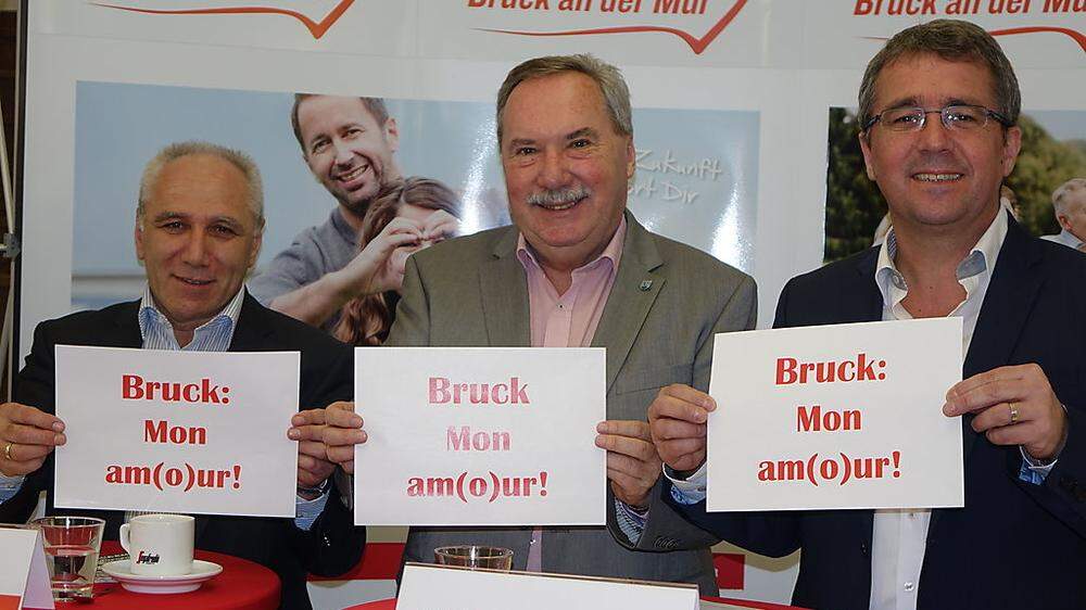 Gerhard Weber, Hans Straßegger und Peter Koch (v.l.) wollen die „Wohlfühlstadt Bruck“ forcieren 