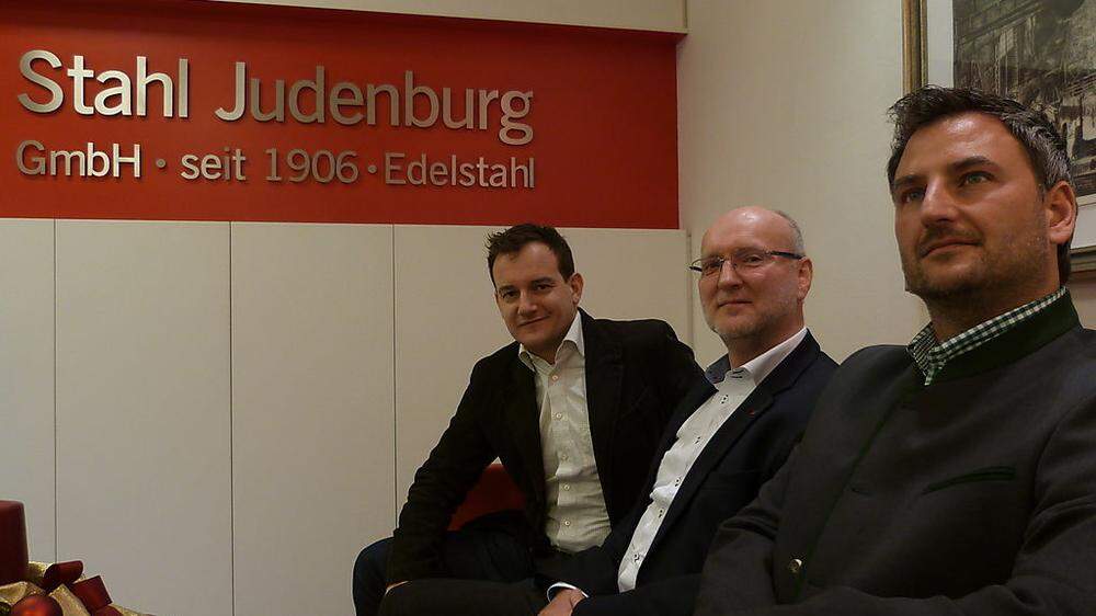 Geschäftsführer beziehungsweise CEO bei Stahl Judenburg: Gernot Essl, Ewald Thaller, Thomas Krenn (von rechts)