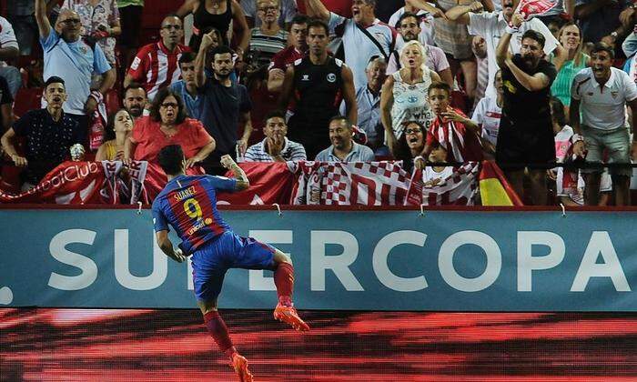 Suarez feierte sein 1:0 provokant vor den Sevilla-Fans