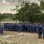 STILFONTEIN, SOUTH AFRICA - NOVEMBER 19: Police stand guard around a disused mine shaft on November 19, 2024 in Stilfontein Town, North West Province, South Africa. South African President Cyril Ramaphosa on November 18 called for a peaceful resolution to the standoff at a disused mine shaft in Stilfontein town, North West Province, where thousands of illegal miners are trapped. PUBLICATIONxNOTxINxCHN Copyright: xChinaxNewsxServicex 111531546793
