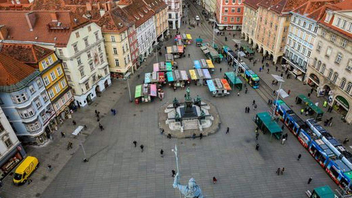 Der Flashmob findet auf dem Grazer Hauptplatz statt 