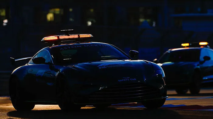 Formula 1 2021: Abu Dhabi GP YAS MARINA CIRCUIT, UNITED ARAB EMIRATES - DECEMBER 09: The Aston Martin Vantage safety car
