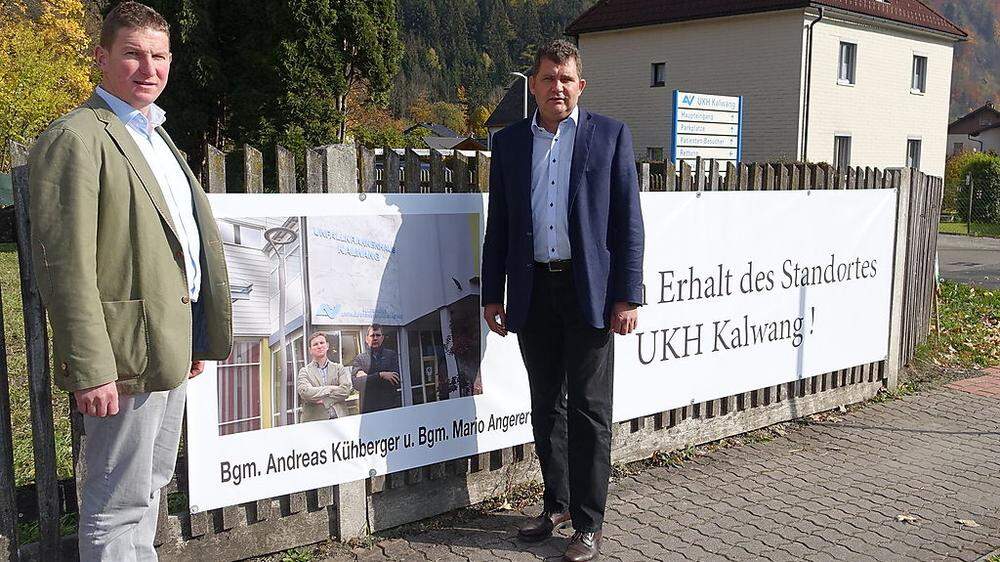 Die Bürgermeister Andreas Kühberger (Mautern, l.) und Mario Angerer (Kalwang) machen sich Sorgen, dass das UKH Kalwang abwandert