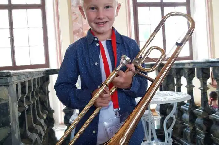 Julian Schmidl (Posaune) von der Musikschule Mölltal