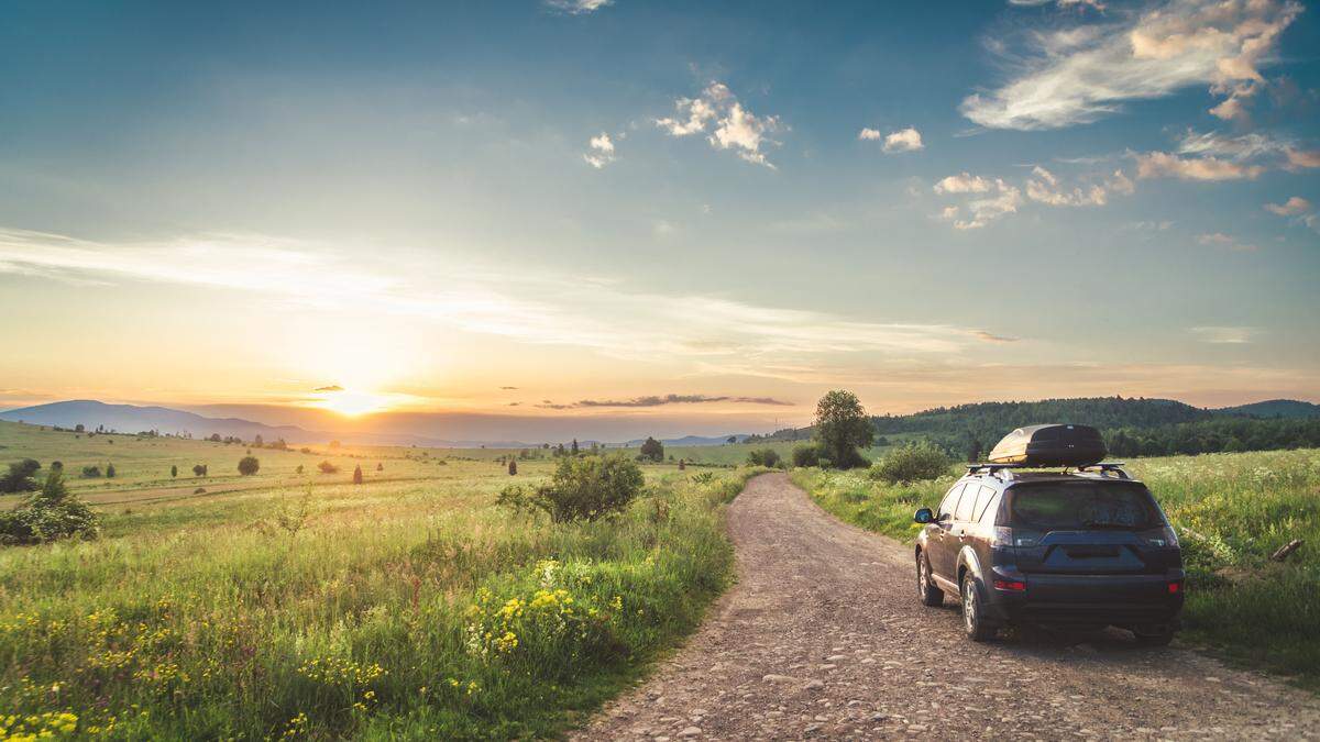 car for traveling with a mountain road