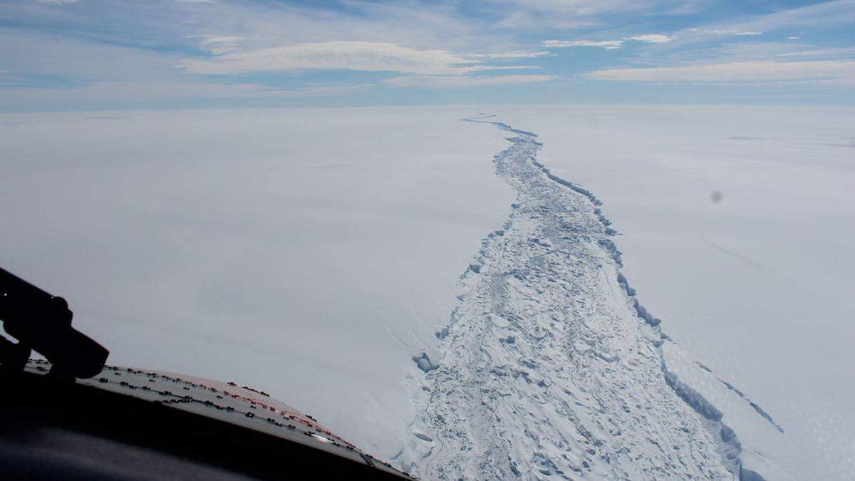 So sah die Bruchlinie des Eisbergs in der Westantarktis im vergangenen Februar aus