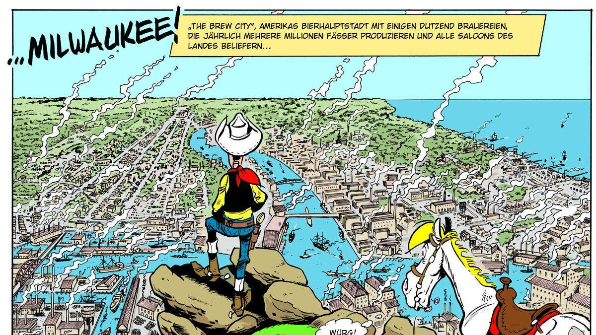 Die Bierstadt des Wilden Westens: Milwaukee. Lucky Luke gerät unversehens in einen Bierstreik 